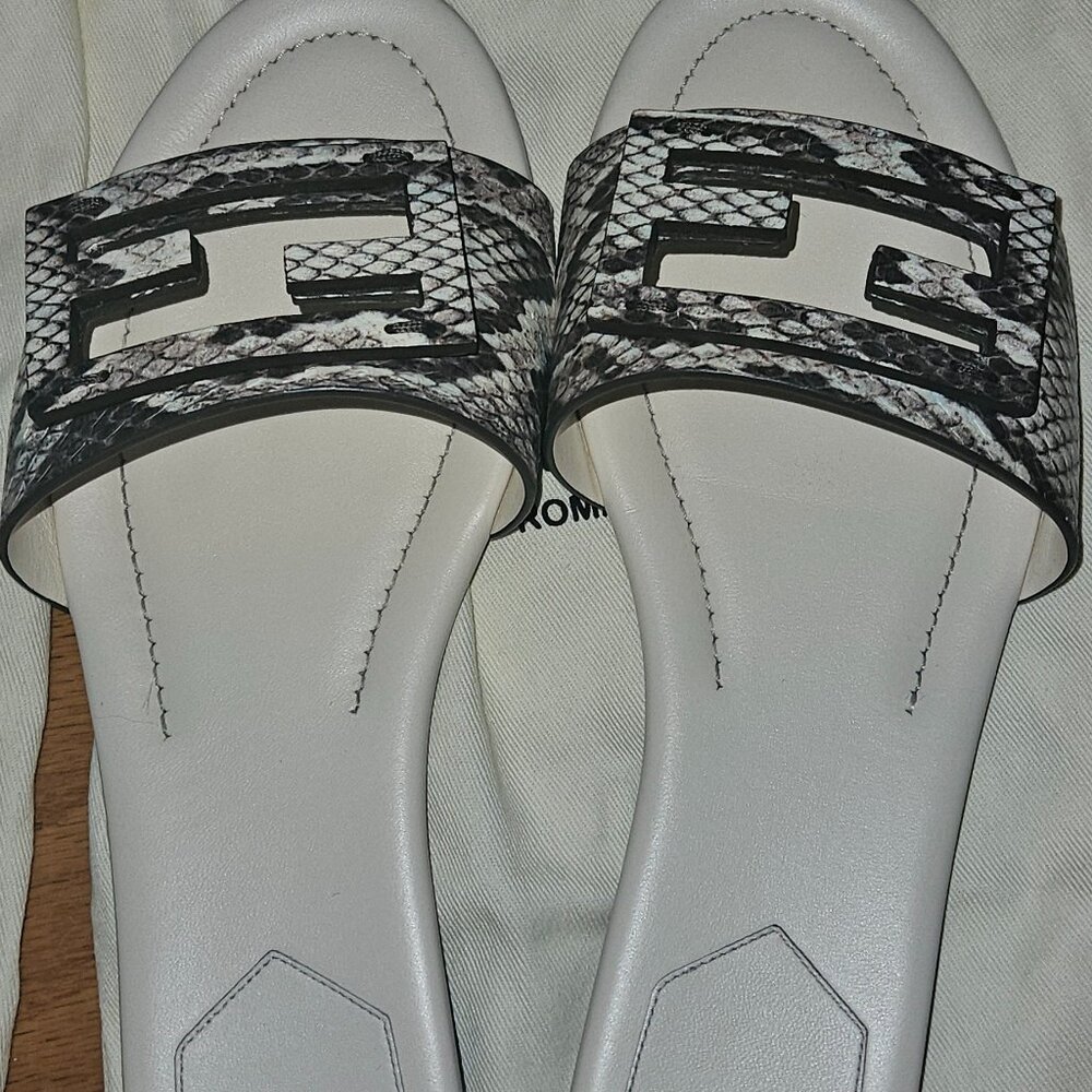 FENDI Snake Embossed Sandals Slides EU 38.5